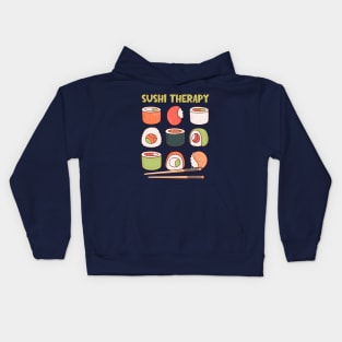 Kawaii Sushi Therapy | Cute Grid of Sushi Rolls Kids Hoodie